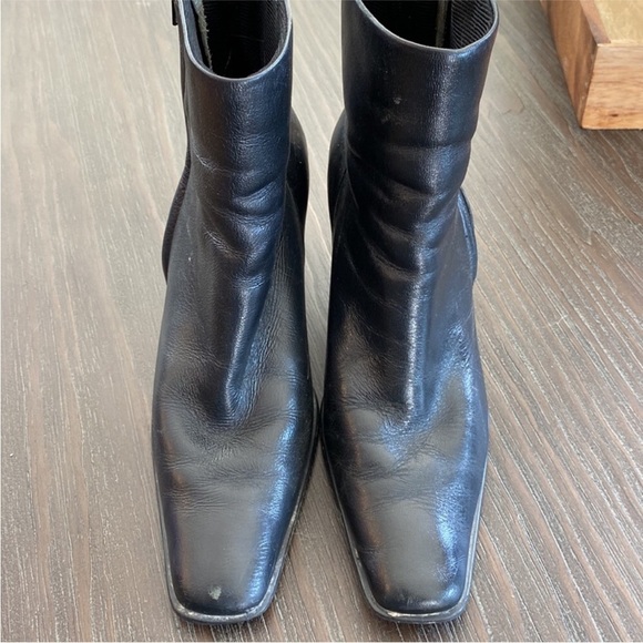 Leather Square Toe Booties Boots y2k Size 6.5 - Picture 6 of 11
